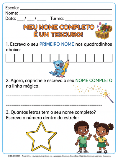 Atividades de nome completo para educação 5 anos