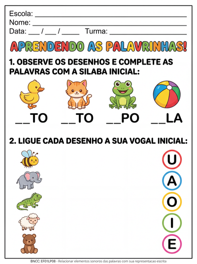 Quero atividades de alfabetização