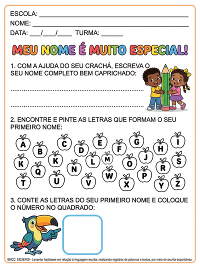 Atividades de nome completo para educação 5 anos
