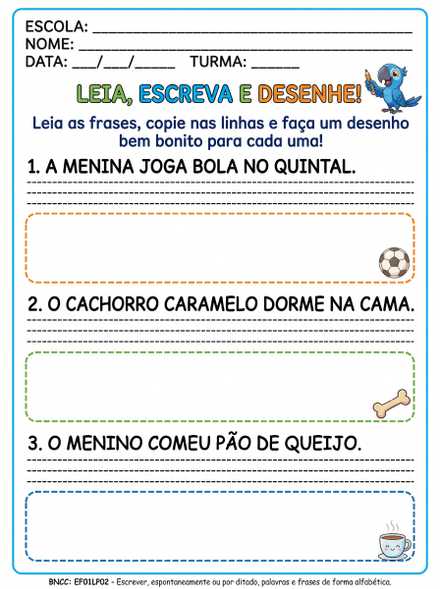 Leia escreva e desenhe 1º ano