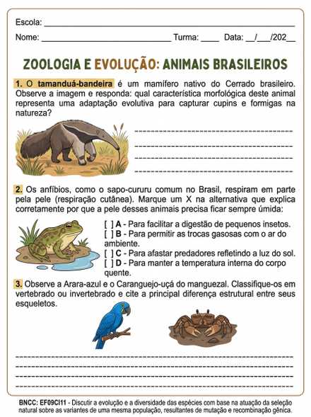 Avaliação de Zoologia e Evolução: Animais Brasile…