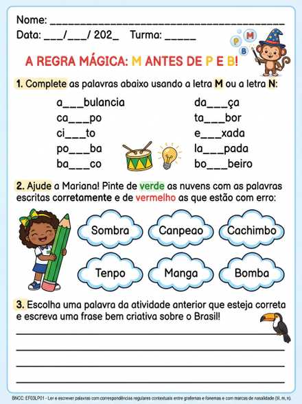 Regra mágica M antes de P e B