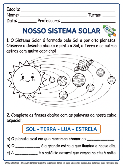 sistema solar 3º ano ensino fundamental