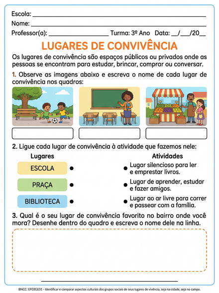 Lugares de convivência 3º ano
