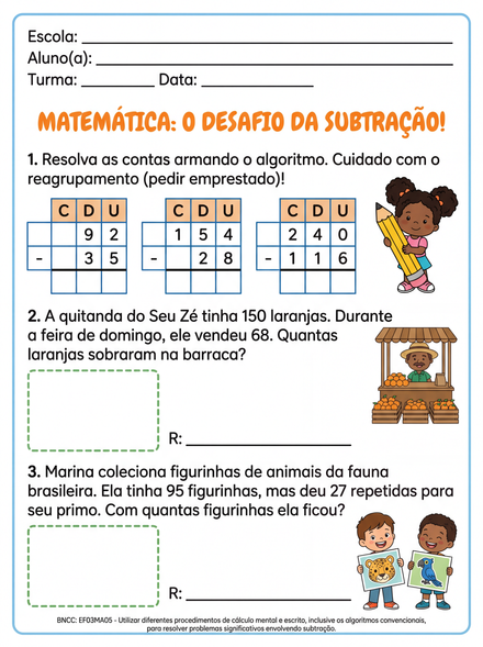 Desafio da Subtração com Algoritmo Convencional