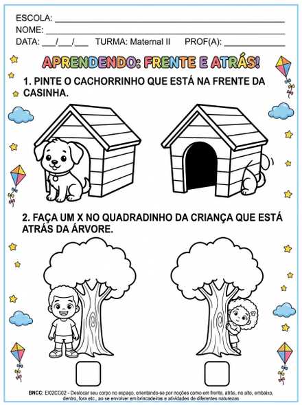 Atividade de frente e atrás Maternal II