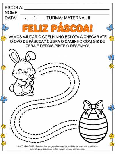 Crie  atividades gráficas sobre a Páscoa para a creche, maternal II.