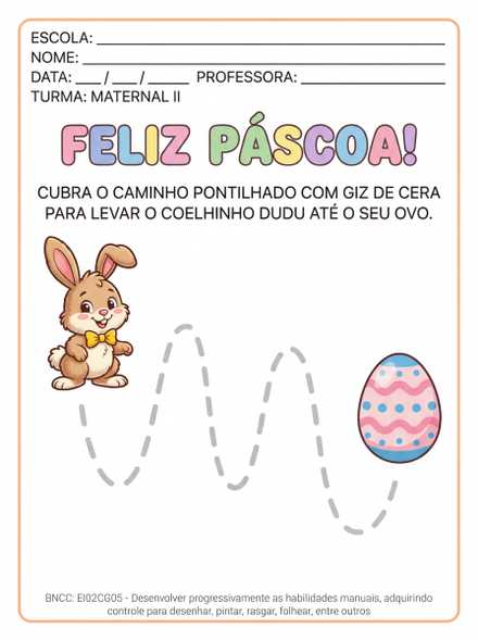 Atividade de Páscoa Cubra o Caminho com Giz