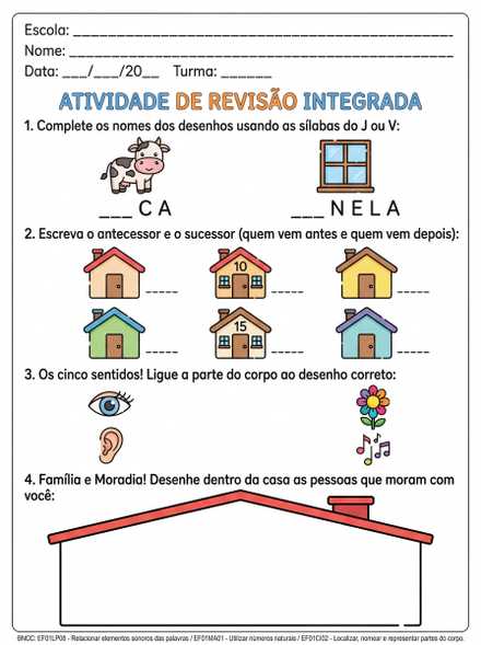 Atividade de revisão integrada 1º ano Ciências Se…