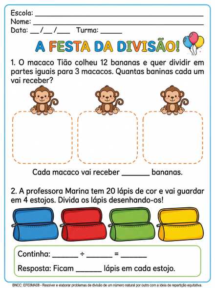 Atividade da Festa da Divisão divisão por reparti…
