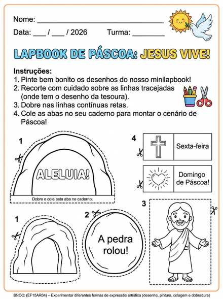 Lapbook de Páscoa Jesus vive para colorir recorta…