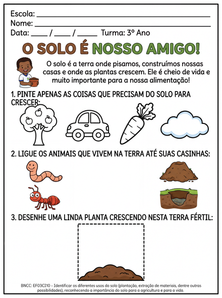 O solo é nosso amigo atividades 3º ano