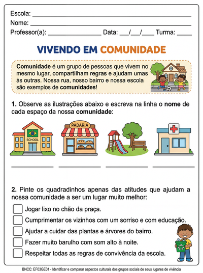atividade comunidade 3 ano
