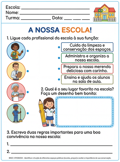 atividade sobre a escola 3 ano