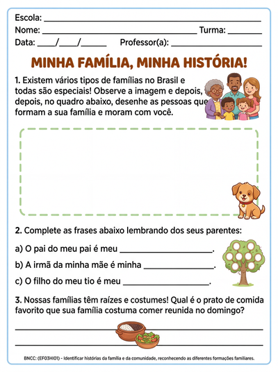 atividade sobre família  3 ano