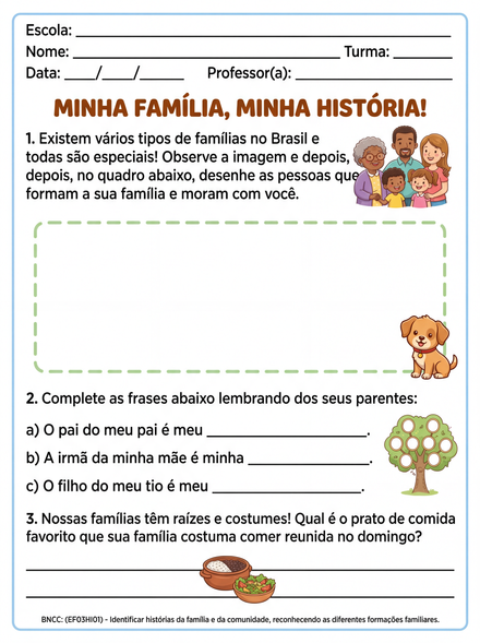 Minha família, minha história atividade 3º ano