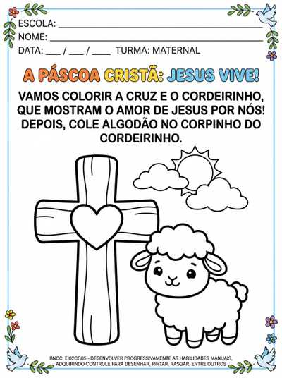 atividade sobre pascoa cristã, para o maternal com letra caixa alta
