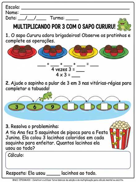 Multiplicando por 3 com o Sapo Cururu