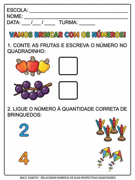 Brincando com os números contagem e ligação