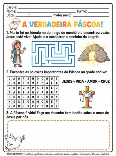 Atividades bíblica de páscoa 
Atividades divertida 
Cabeçalho