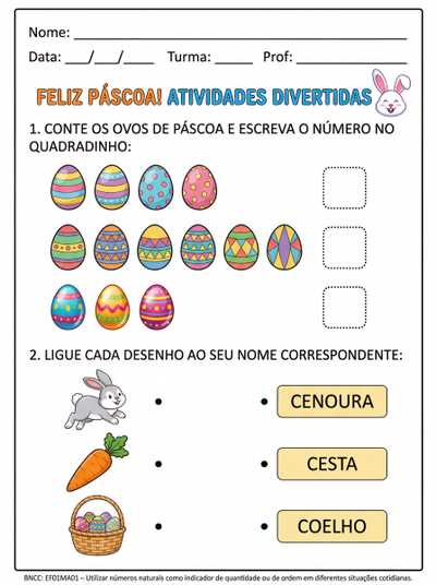 Atividades de páscoa com cabeçalho 
Atividades divertida
