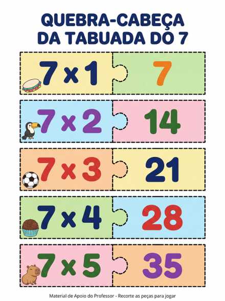 Quebra-cabeça da tabuada do 7