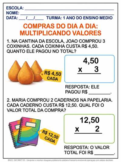 QUERO QUESTOES SOBRE MULTIPLICAÇÃO DE NUMEOS DECIMAIS PARA ALUNA COM DEFICIENCIA INTELECTUAL 1 ANO DO ENSINO MEDIO COM IMAGENS