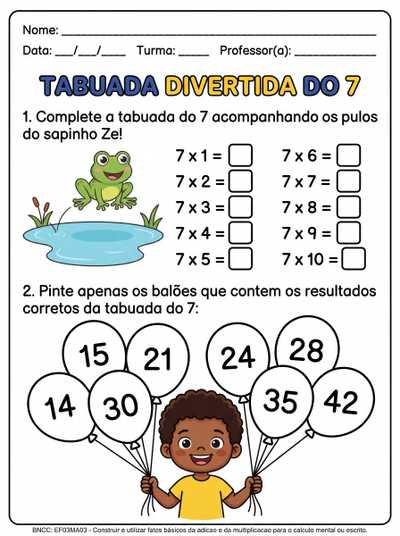 Tabuada divertida do 7
