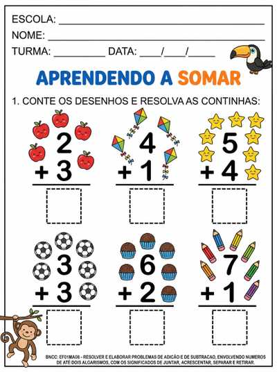 atividade com letra bastao para alfabetizaçao com continhas de adição com continhas montadas