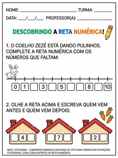 ATIVIDADE DE MATEMATICA LETRA BASTAO ALFABETIZAÇAO RETA NUMERICA
