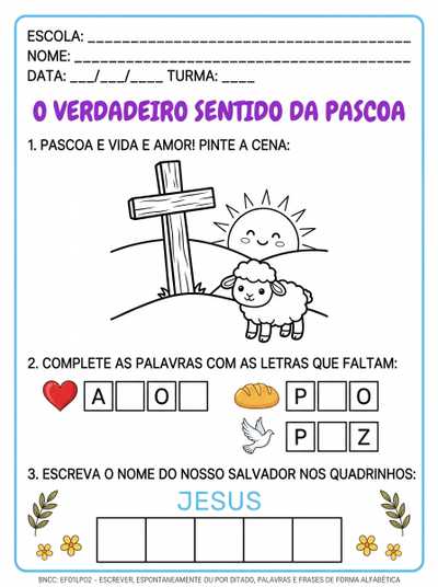 atividade letra bastão 1 ano sobre a verdadeira pascoa