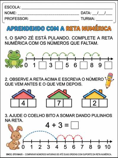 ATIVIDADE DE MATEMATICA LETRA BASTAO ALFABETIZAÇAO RETA NUMERICA