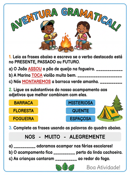Aventura Gramatical 5º ano verbos e adjetivos
