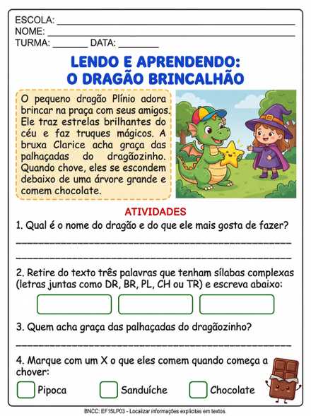 Leitura e interpretação O Dragão Brincalhão