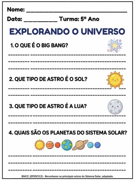 Explorando o Universo com espaço para escrever